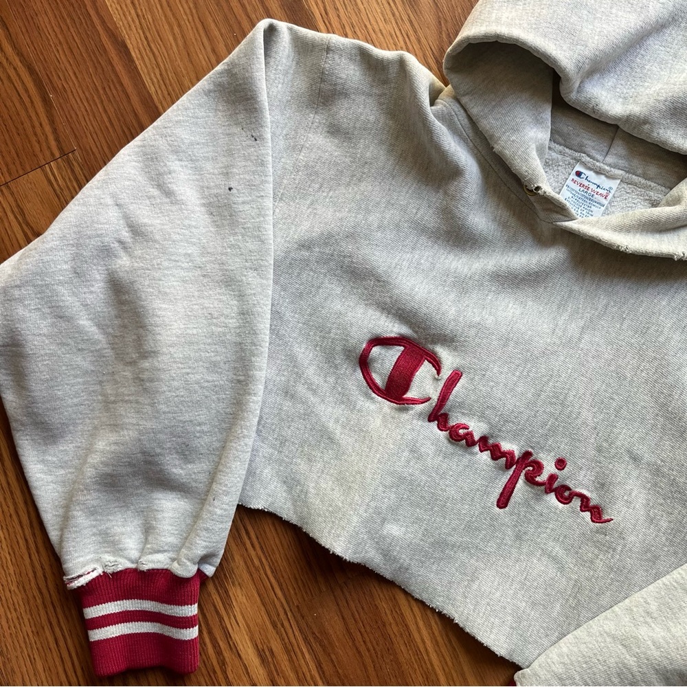 Vintage Cropped Champion Hoodie